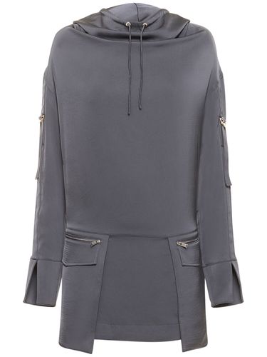 Hooded Satin Parka Mini Dress - DION LEE - Modalova