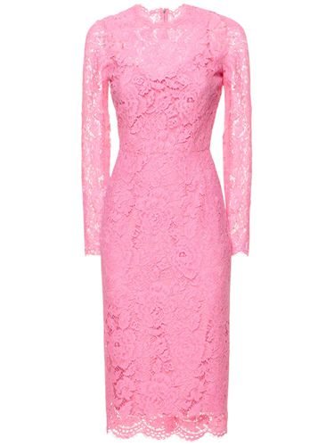 Floral & Dg Stretch Lace Midi Dress - DOLCE & GABBANA - Modalova