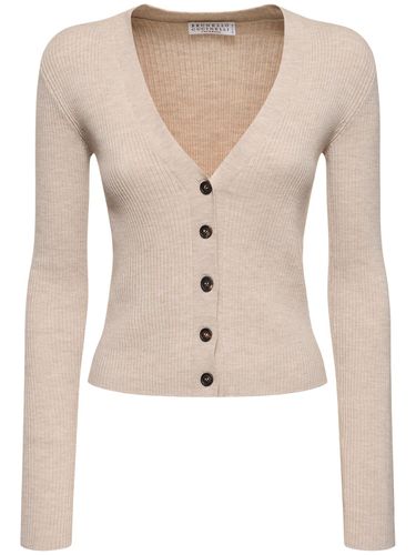 Embellished Rib Knit Cardigan - BRUNELLO CUCINELLI - Modalova