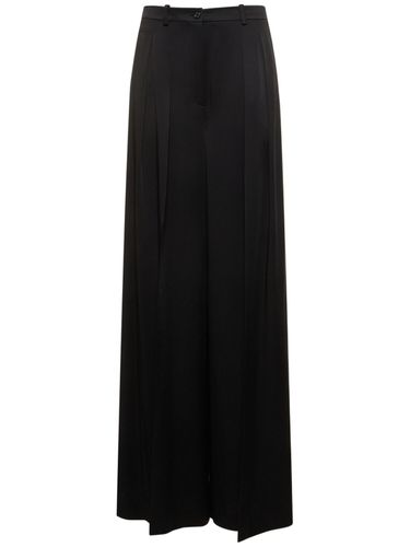 Pleated Satin High Rise Wide Pants - MICHAEL KORS COLLECTION - Modalova