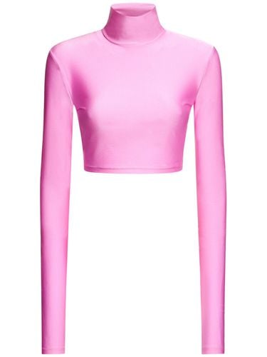 Crop Top Collo Alto In Lycra Lucida - THE ANDAMANE - Modalova