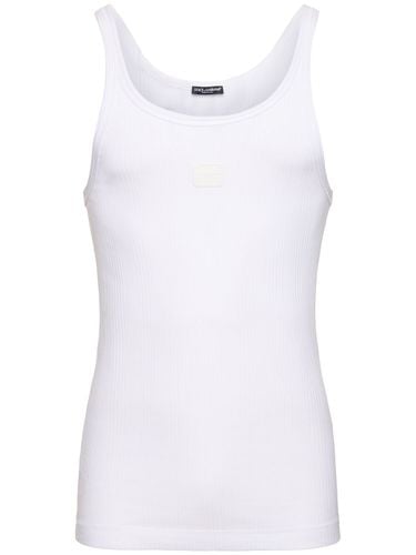 Ribbed Cotton Jersey Tank Top - DOLCE & GABBANA - Modalova