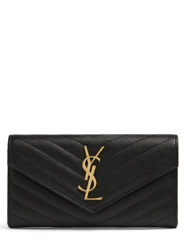 Cartera De Piel Pespunteada - SAINT LAURENT - Modalova