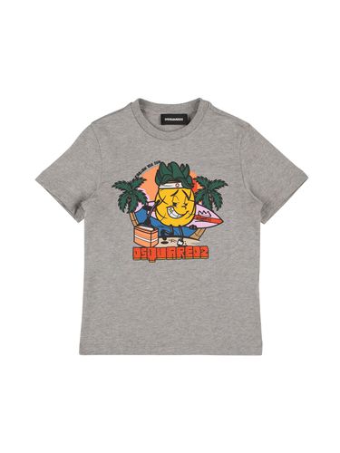 Camiseta De Jersey De Algodón Estampada - DSQUARED2 - Modalova