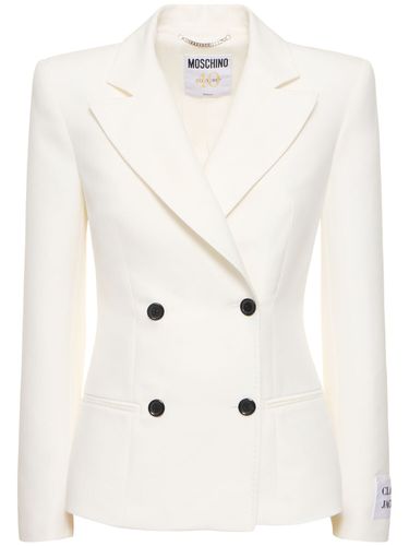 Cotton Duchesse Double Breasted Blazer - MOSCHINO - Modalova