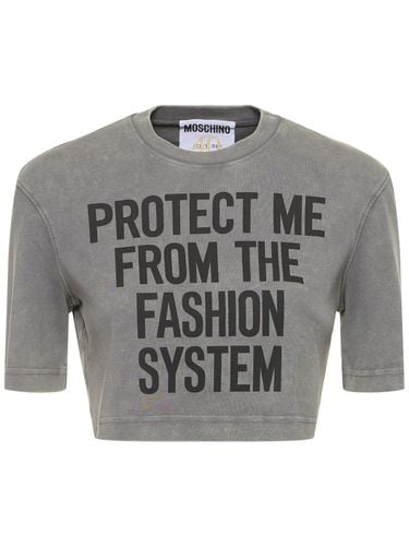 T-shirt Cropped In Jersey Di Cotone - MOSCHINO - Modalova