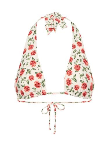 Rose Printed Halter Bikini Top - WEWOREWHAT - Modalova