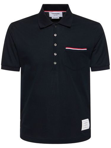 Mercerized Cotton Piquet Polo - THOM BROWNE - Modalova