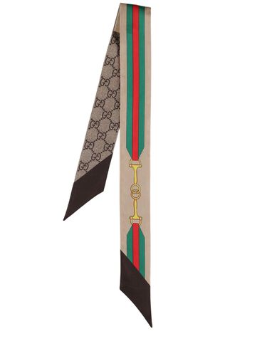 Interlocking G Web Print Silk Neck Bow - GUCCI - Modalova