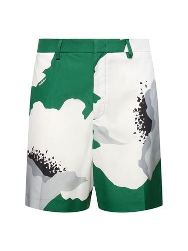 Flower Print Cotton Shorts - VALENTINO - Modalova