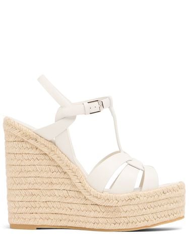 Mm Hohe Espadrille-wedges Aus Leder - SAINT LAURENT - Modalova