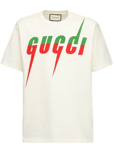 T-shirt Aus Baumwolljersey Mit Logo - GUCCI - Modalova