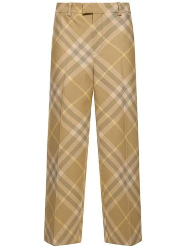 Pantaloni Dritti In Lana Check - BURBERRY - Modalova