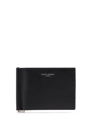 Logo Leather Bill Clip Wallet - SAINT LAURENT - Modalova