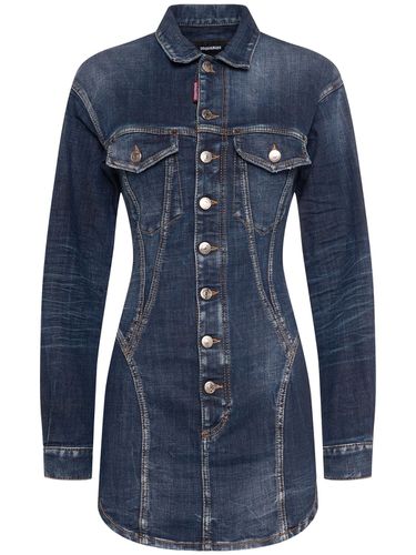 Bustier Denim Long Sleeved Mini Dress - DSQUARED2 - Modalova