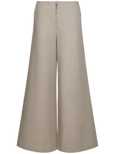 Zipped Organic Cotton Wide Pants - TOTEME - Modalova