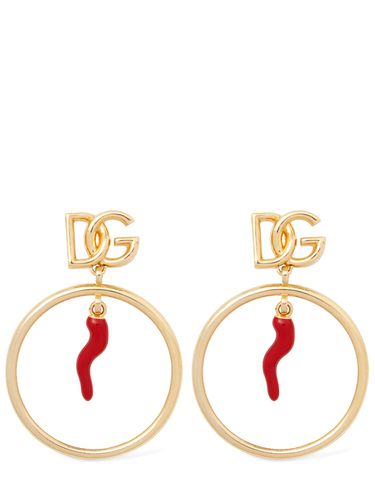 Dg Logo & Charm Hoop Earrings - DOLCE & GABBANA - Modalova