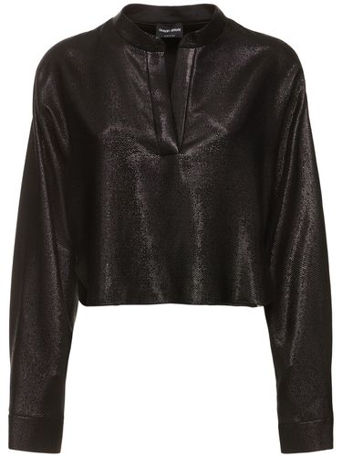 Fluid Textured Lurex V/neck Shirt - GIORGIO ARMANI - Modalova