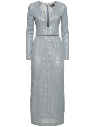 Embroidered Jersey Sequined Long Dress - GIORGIO ARMANI - Modalova