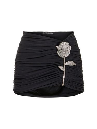 Ruched Mini Skirt W/ Rose - DAVID KOMA - Modalova