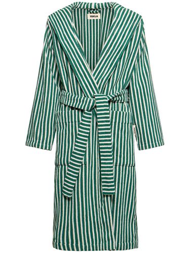 Teal Green Striped Bathrobe - TEKLA - Modalova