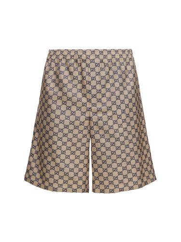 Gg Linen Blend Shorts - GUCCI - Modalova