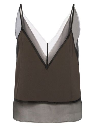 Tank Top De Satén Y Malla - AMI PARIS - Modalova