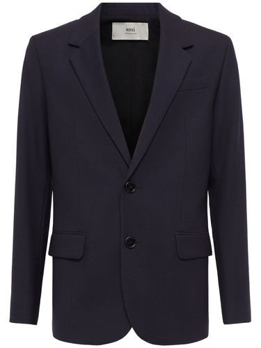 Blazer Monopetto In Gabardina Di Lana - AMI PARIS - Modalova