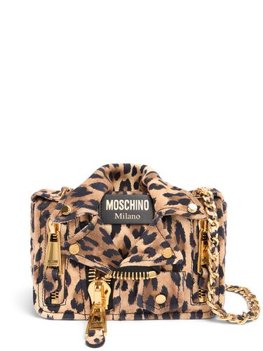 Biker Printed Suede Shoulder Bag - MOSCHINO - Modalova