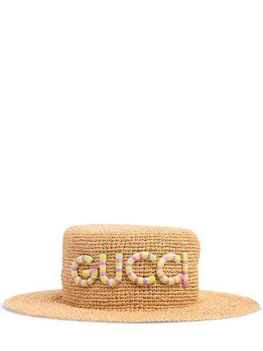 Cappello In Rafia Con Logo - GUCCI - Modalova