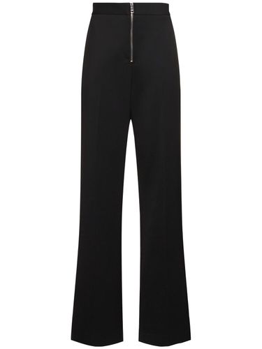 Wool Blend Straight Pants W/ Zip - MSGM - Modalova