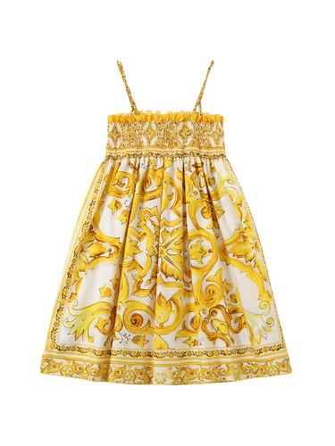 Vestido De Popelina De Algodón Estampado - DOLCE & GABBANA - Modalova