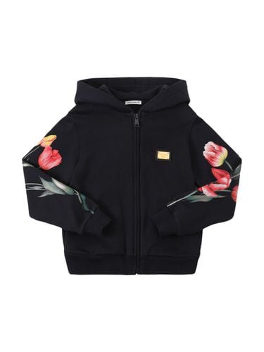 Sudadera De Algodón Con Cremallera Y Capucha - DOLCE & GABBANA - Modalova