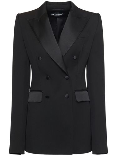 Double Breast Wool Blend Blazer - DOLCE & GABBANA - Modalova