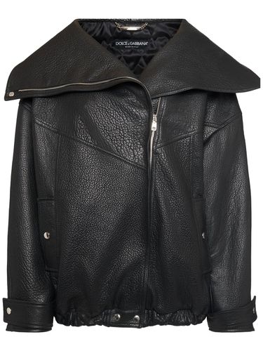 Chaqueta Biker De Piel - DOLCE & GABBANA - Modalova