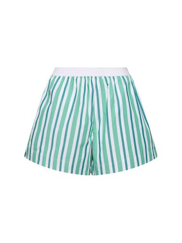 Striped Cotton Elasticated Shorts - GANNI - Modalova