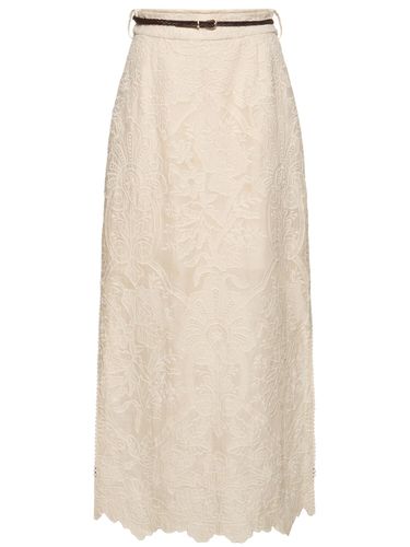 Ottie Embroidered Linen Midi Skirt - ZIMMERMANN - Modalova