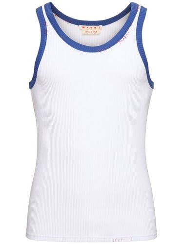 Ribbed Jersey Tank Top - MARNI - Modalova