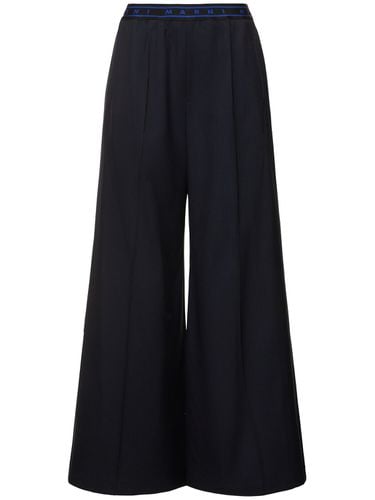 Logo Elastic Waist Flared Wool Pants - MARNI - Modalova