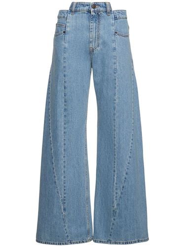 Asymmetric Wide Leg Cotton Jeans - MAISON MARGIELA - Modalova