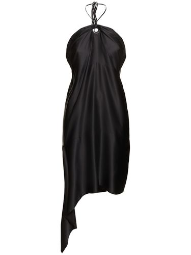 Tech Satin Asymmetric Midi Dress - FERRAGAMO - Modalova