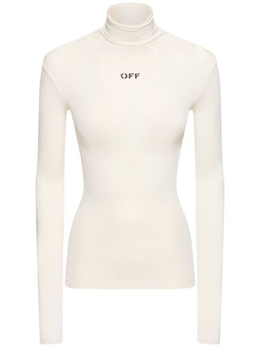 Top Collo Alto In Misto Viscosa Con Logo - OFF-WHITE - Modalova