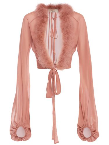 Camisa Transparente Con Ribete De Plumas - BLUMARINE - Modalova