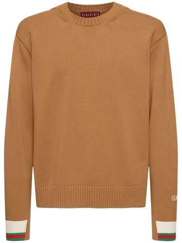 Pullover Aus Baumwolle Mit Webdetails - GUCCI - Modalova