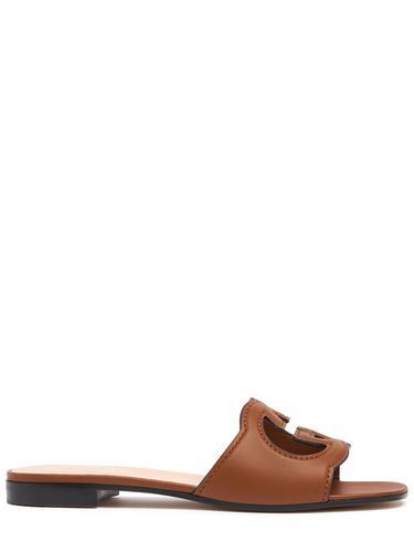 Mm Gg Cutout Leather Slide Sandals - GUCCI - Modalova