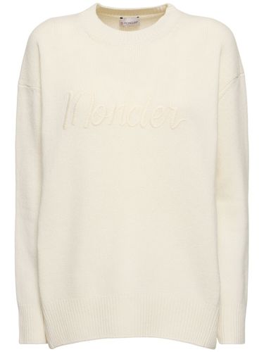 Embroidered Wool Blend Sweater - MONCLER - Modalova