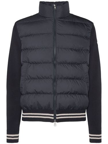 Padded Tech & Cotton Cardigan Jacket - MONCLER - Modalova