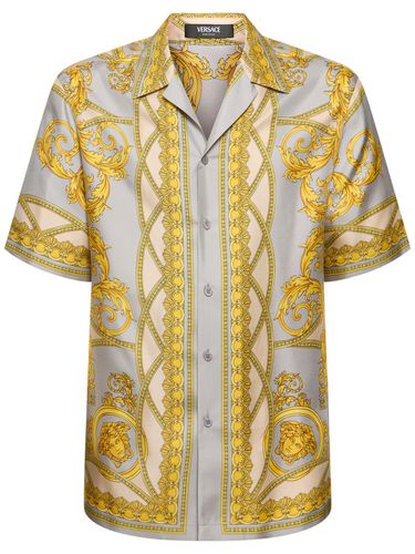 Camisa De Seda De Manga Corta - VERSACE - Modalova