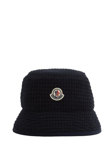 Cappello Bucket In Misto Lana Vergine Con Logo - MONCLER - Modalova