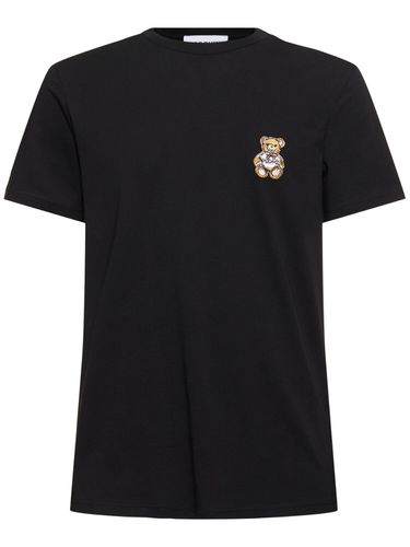 Geripptes T-shirt Mit Teddy-patch - MOSCHINO - Modalova